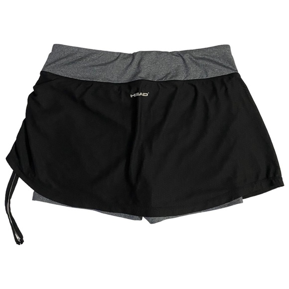 Head Skort Gray Shorts Black Skirt Tie Detail Stretchy Wide Waistband Large L - Picture 2 of 12